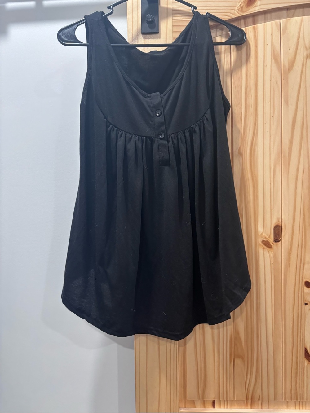 Black Gathered Button-Front Tank Top